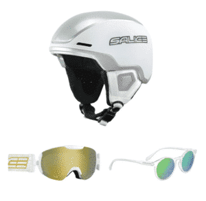 Salice sun and ski glasses + ski helmet 56-61 Silver (Bundle)
