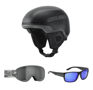 Salice sun and ski glasses + ski helmet 52-56 Black Charcoal (Bundle)