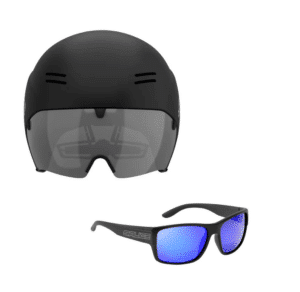 Salice ski glasses + ski helmet 52-58 Black Visor (Bundle)